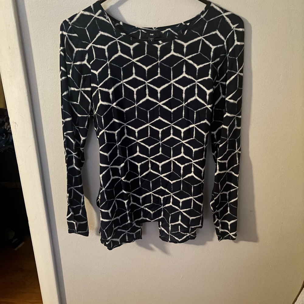Y2K Open Back Navy and White Women's Top